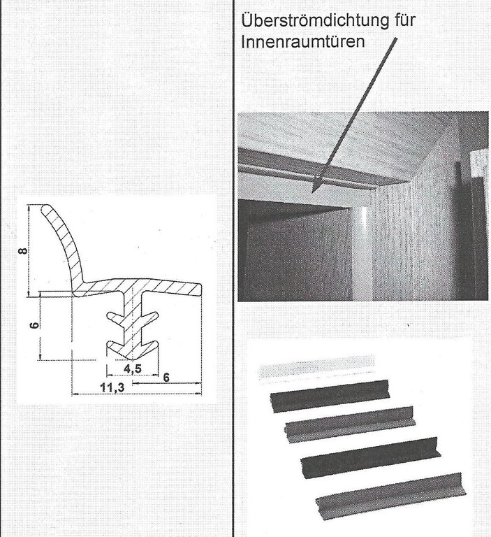 Überström-Dichtungen ÜSD Rolle für Innenraumtüren Typ A, 11,3 - 8 mm, in beige, Art. 294411220