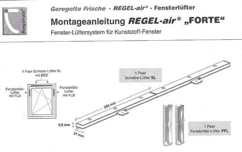 Regel-Air 30 SL Forte - 1 paar Schiebe-Lüfter, Dichtung silbergrau mit Fensterfalz-Lüfter RF 16
