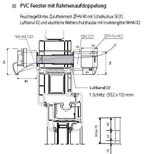 LK 35, Teleskopluftkanal für Fensterhohlprofil 50 bis 76 mm, Art. 130245